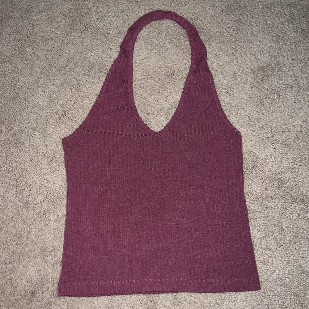 Me to We Mauve Pink Ribbed Halter Cropped Tank Top- Small